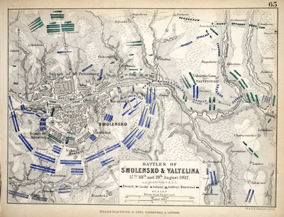 Mapa de las batallas de Smolensko y Valtelina, publicado por William Blackwood and Sons, Edimburgo y Londres, 1848 de Alexander Keith Johnston